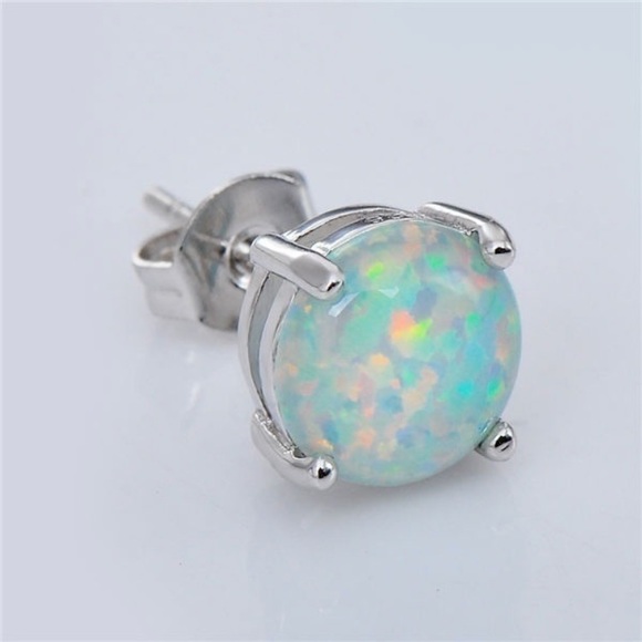 Petite Fire Opal Earrings - Picture 2 of 3